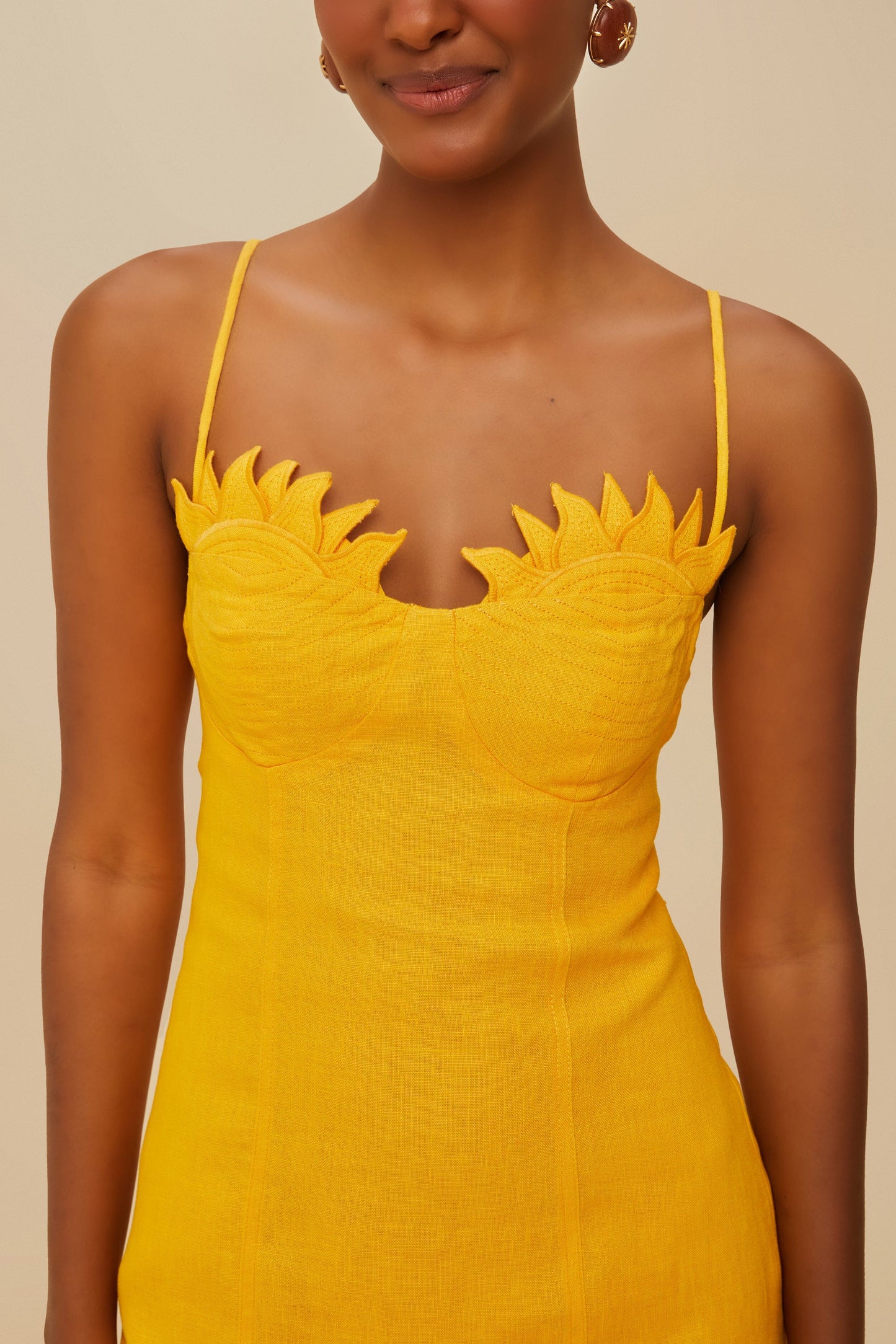 farm rio summer sunrise mini dress Yellow Sunrise Cup Mini Dress – FARM Rio