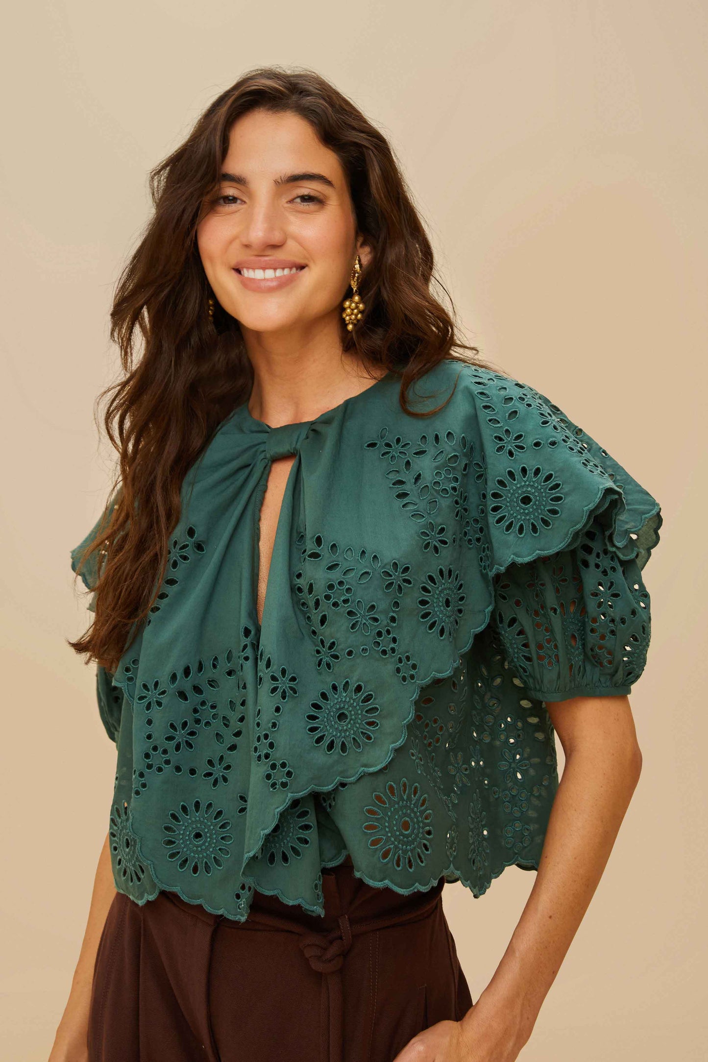 Green Maxi Lace Blouse