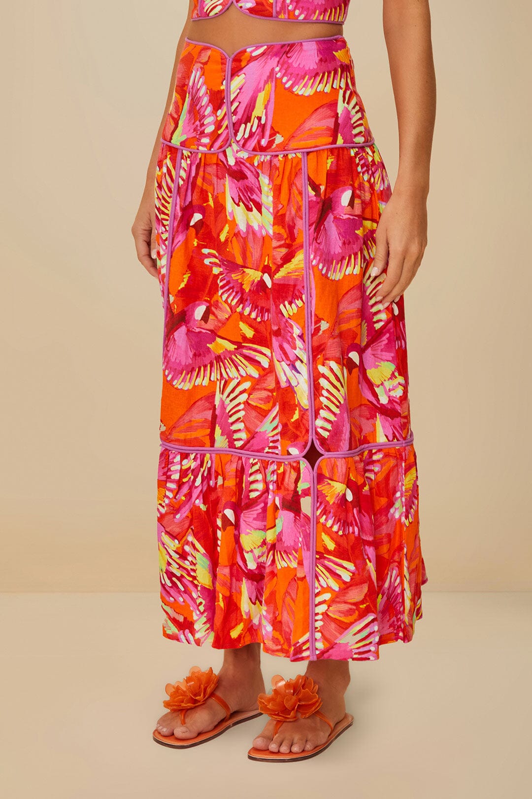 Orange Flying Birds LENZING™ ECOVERO™ Euroflax™ Skirt