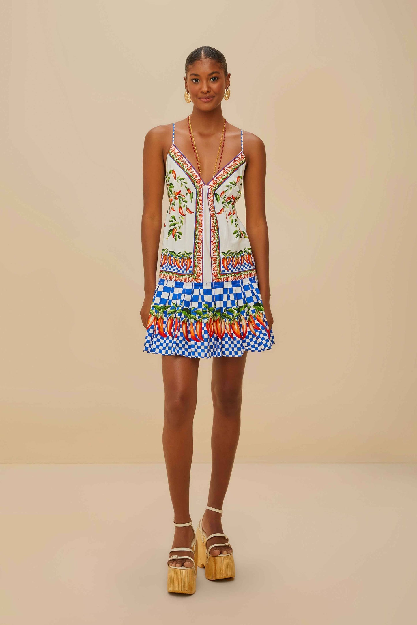 off-white picnic peppers ainika organic cotton mini dress Farm Rio Picnic Peppers Ainika Organic Cotton Minidress In Off-White - 65% Off