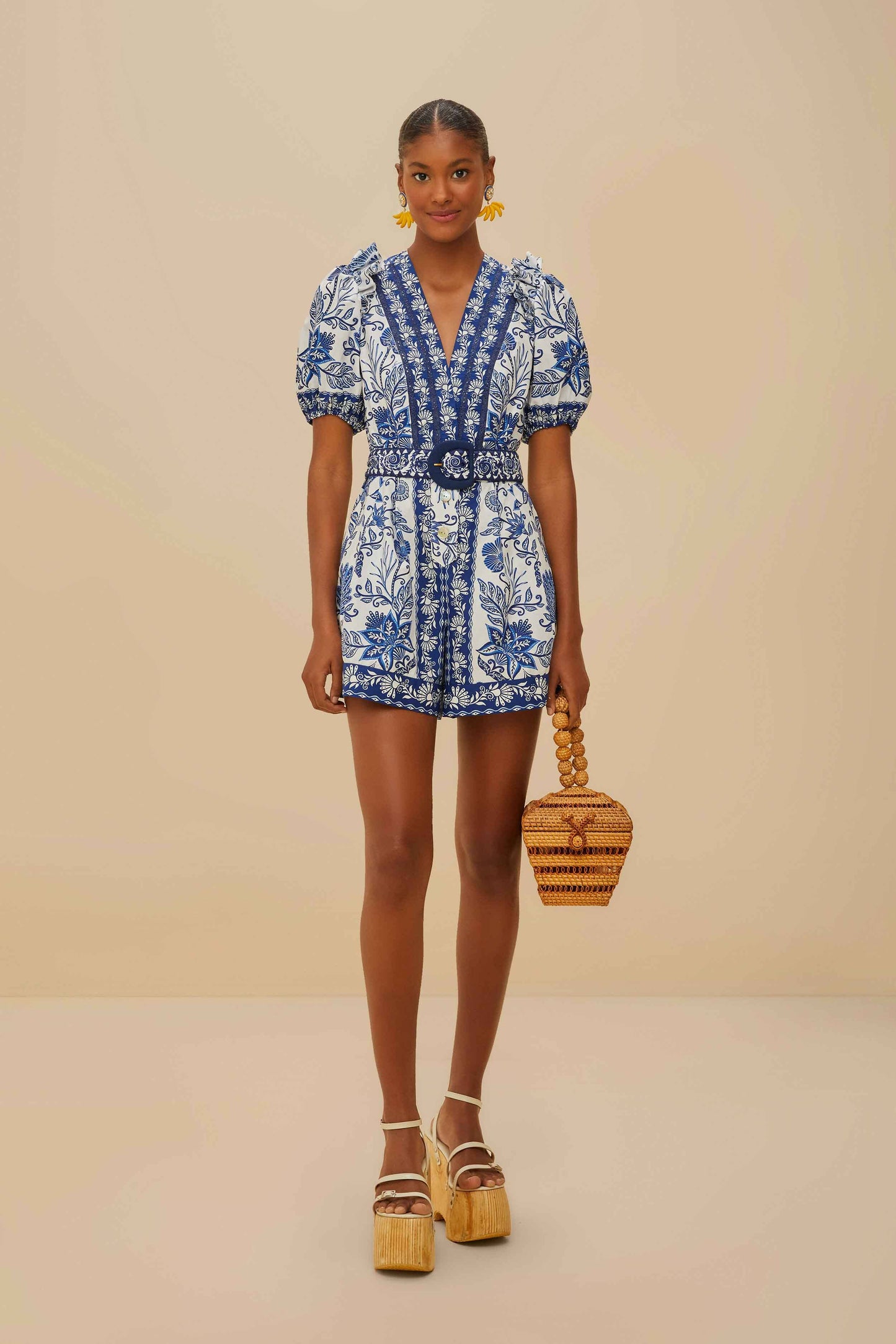 Off-White Shell Garden Organic Cotton Romper