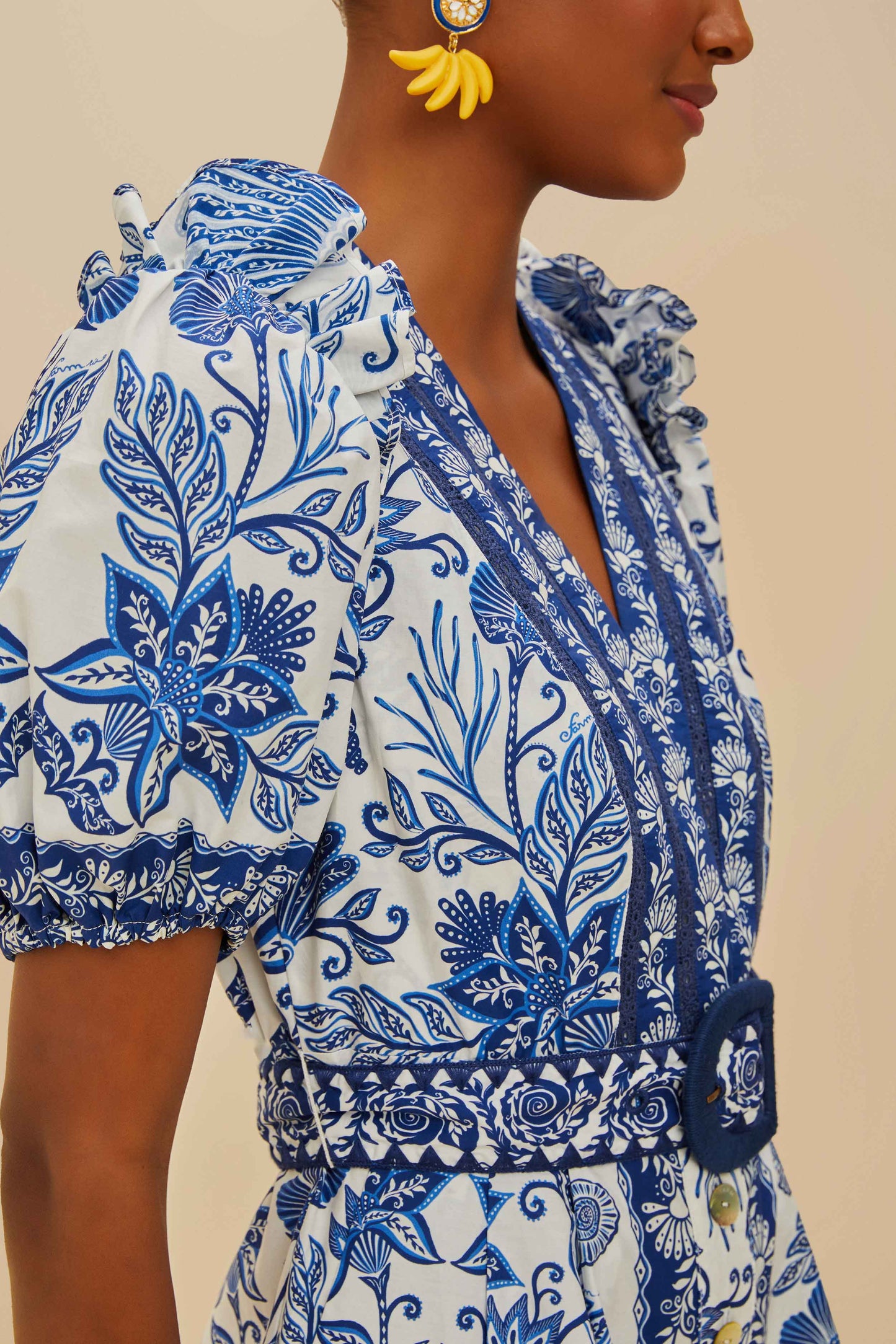 Off-White Shell Garden Organic Cotton Romper