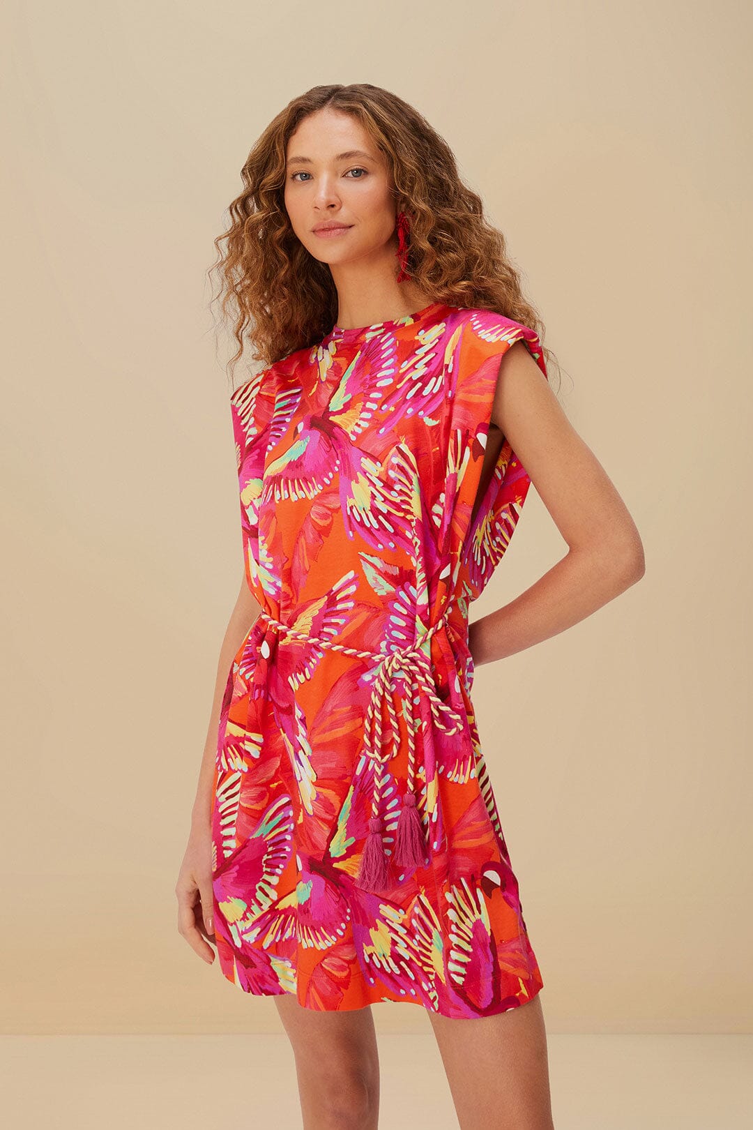 Orange Flying Birds Organic Cotton Mini Dress