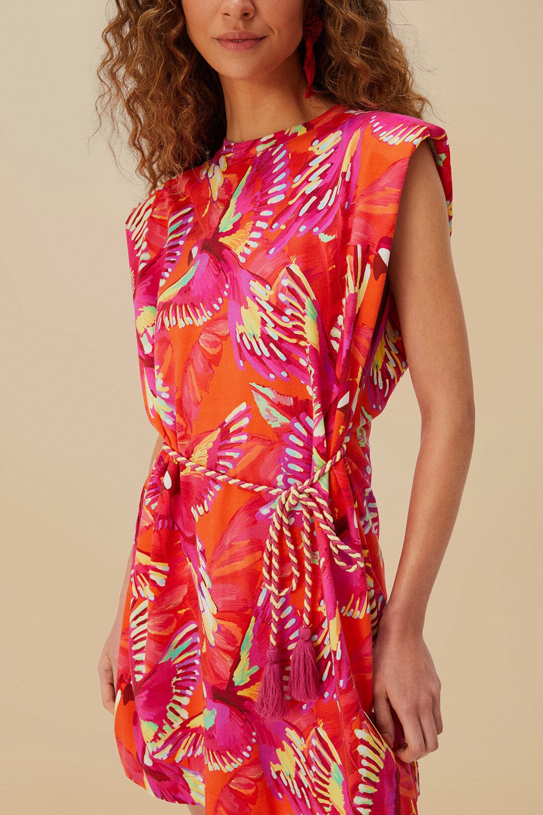 Orange Flying Birds Organic Cotton Mini Dress