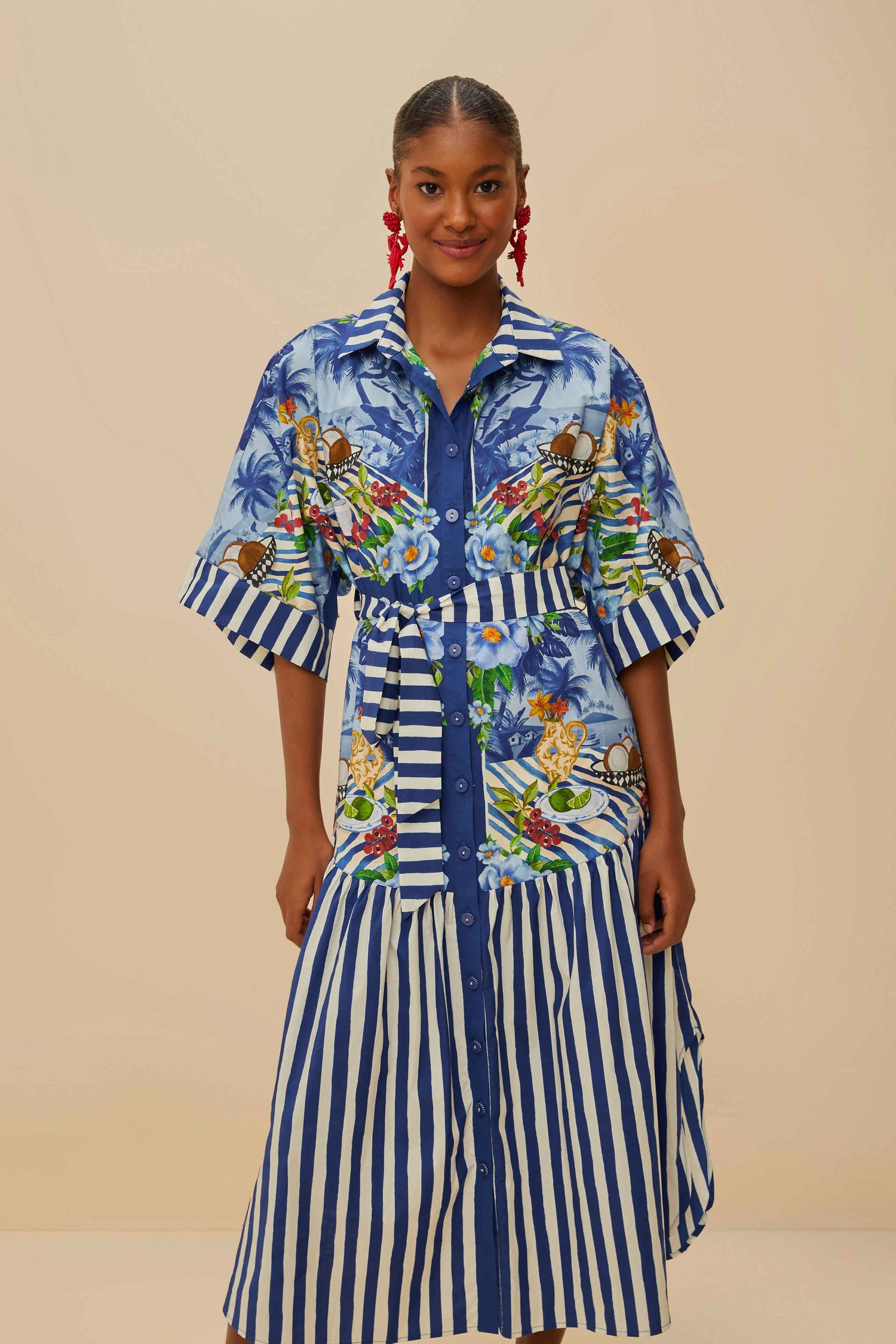 farm rio navy blue jungle scarf midi dress Blue Fresh Table Scarf Midi Dress FARM Rio