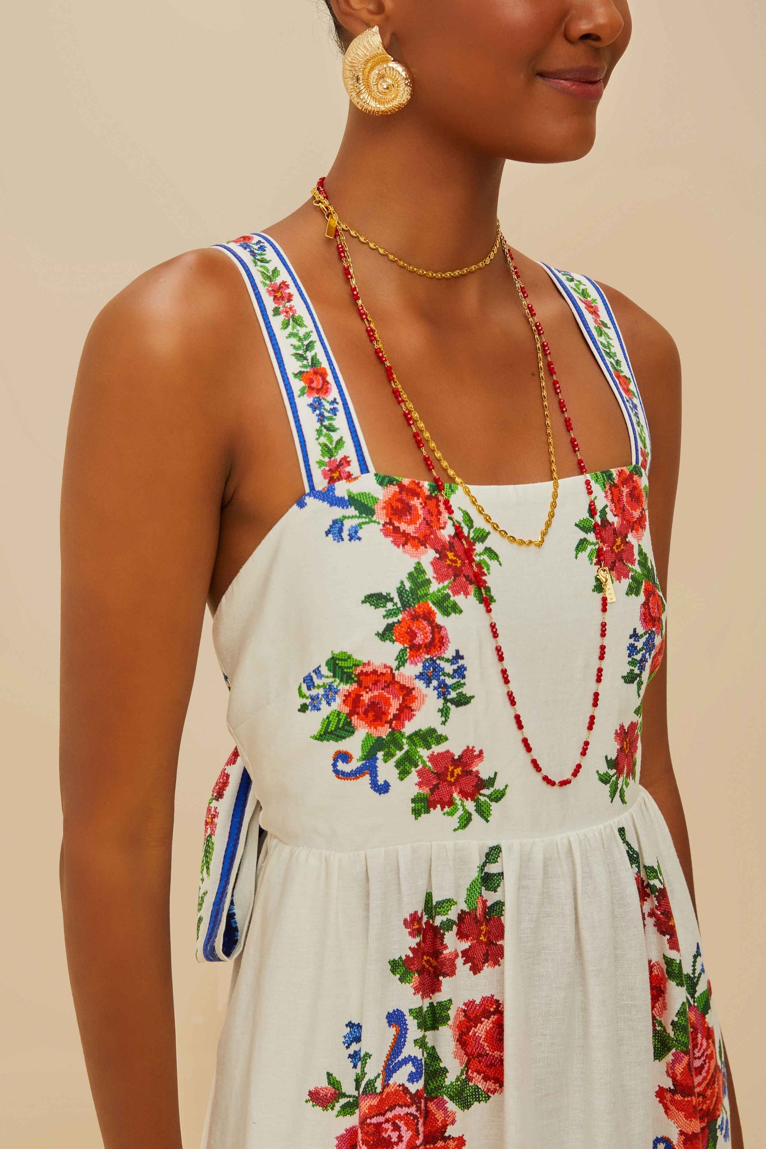 farm rio off white flora tapestry maxi dress Farm Rio Women's Emily Trapeze Dress - Multi - Size XS