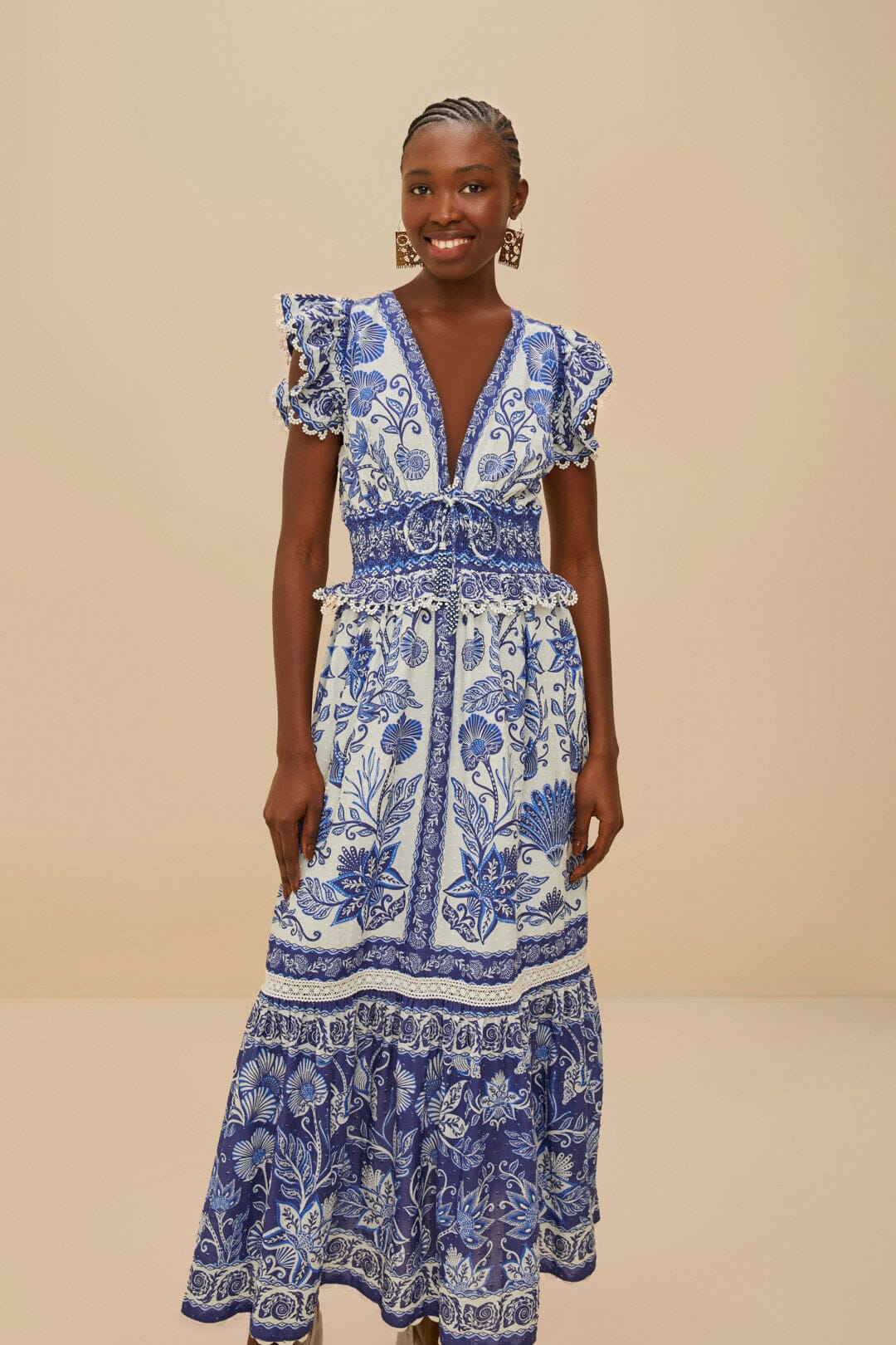 Off-White Shell Garden Maxi Dress