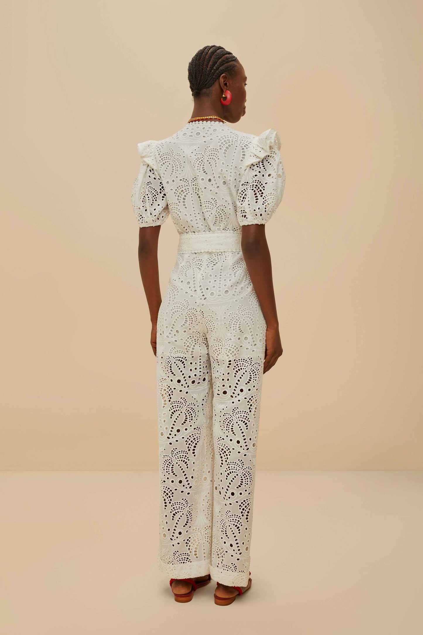 Off-White Palm Tree Eyelet Jumpsuit