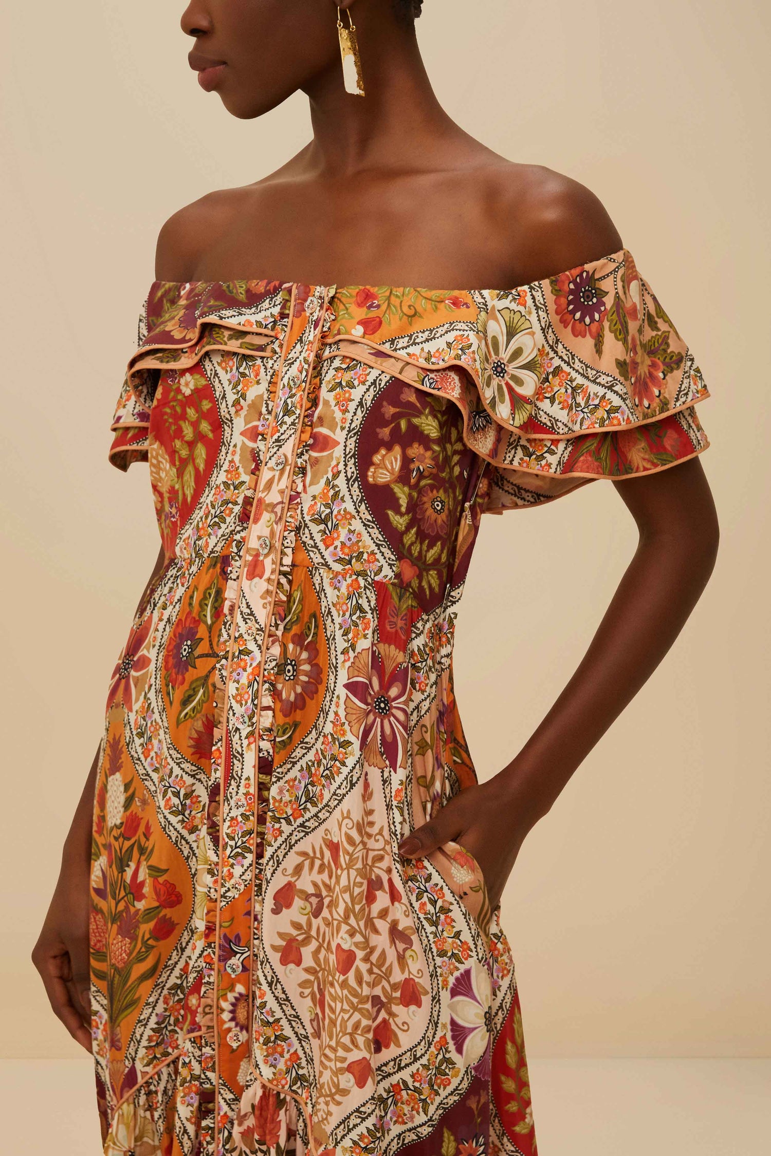multicolor romantic nature long sleeve maxi dress Multicolor Romantic Nature Long Sleeve Maxi Dress FARM Rio