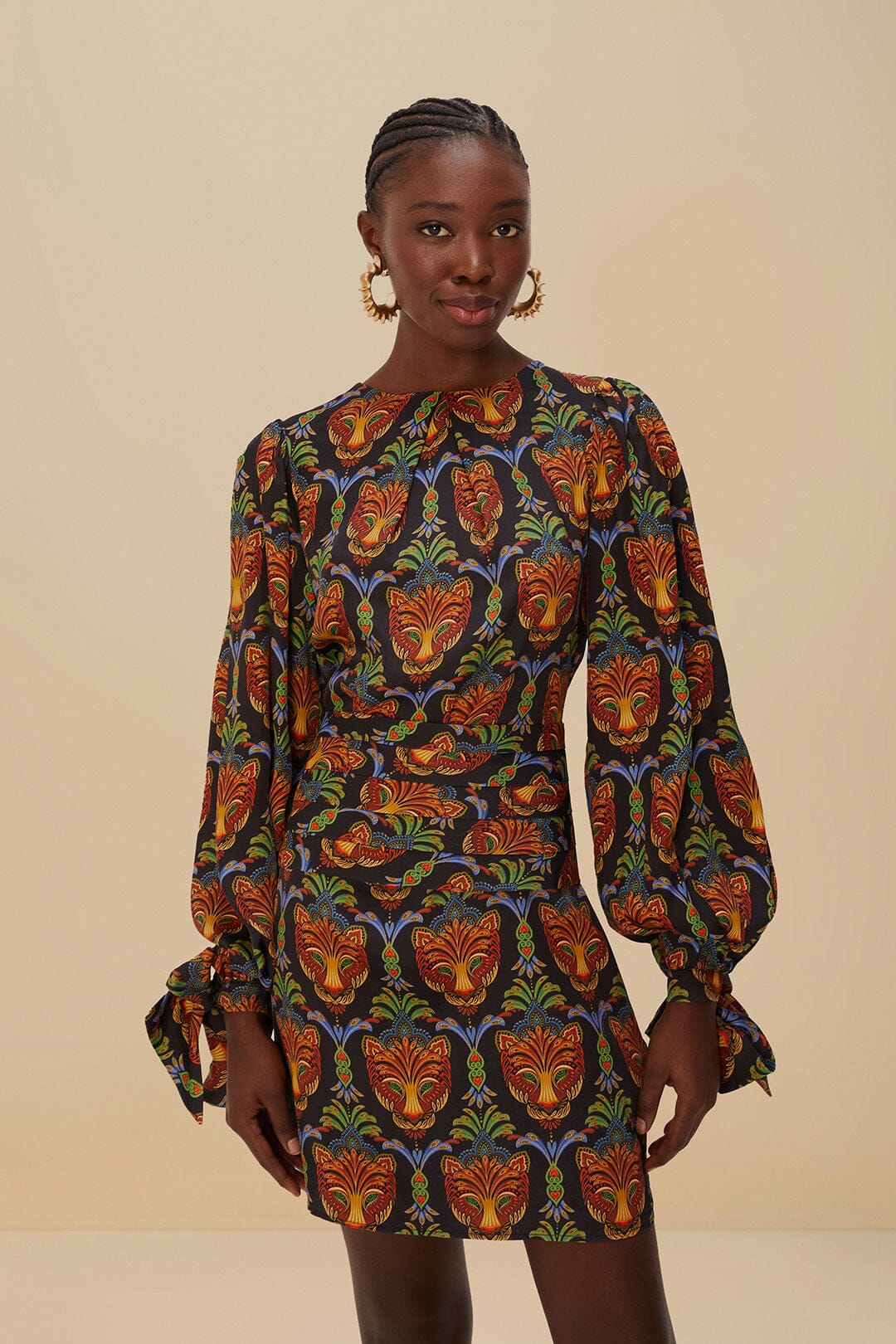 Black Boho Panther Mini Dress