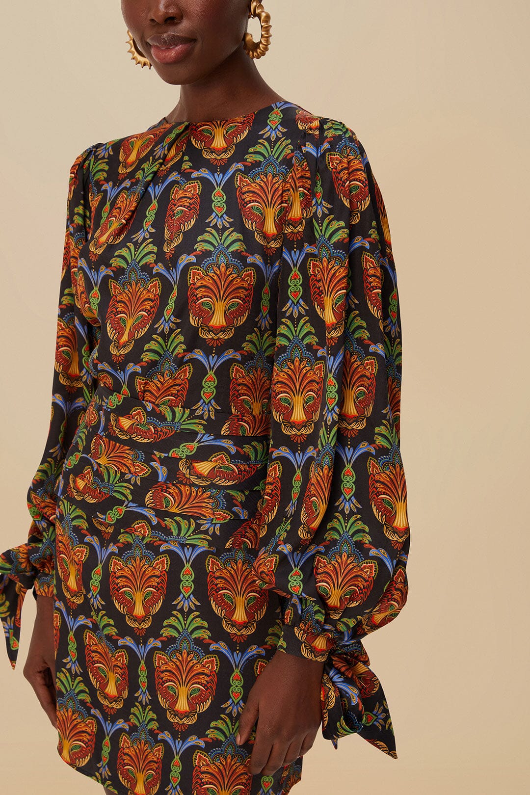 Black Boho Panther Mini Dress