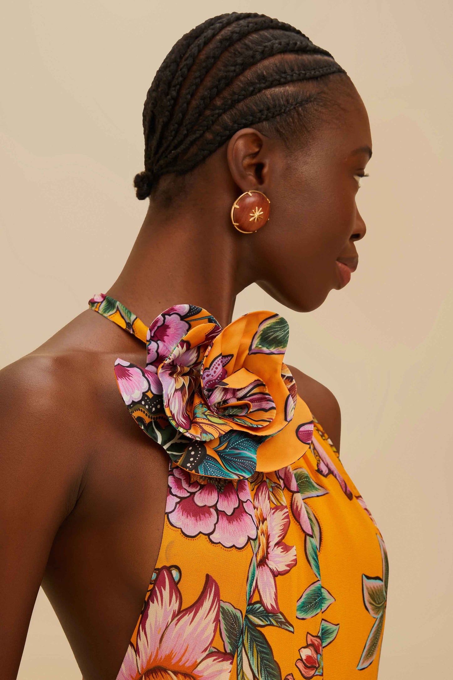 Orange Wonderful Bouquet Maxi Dress