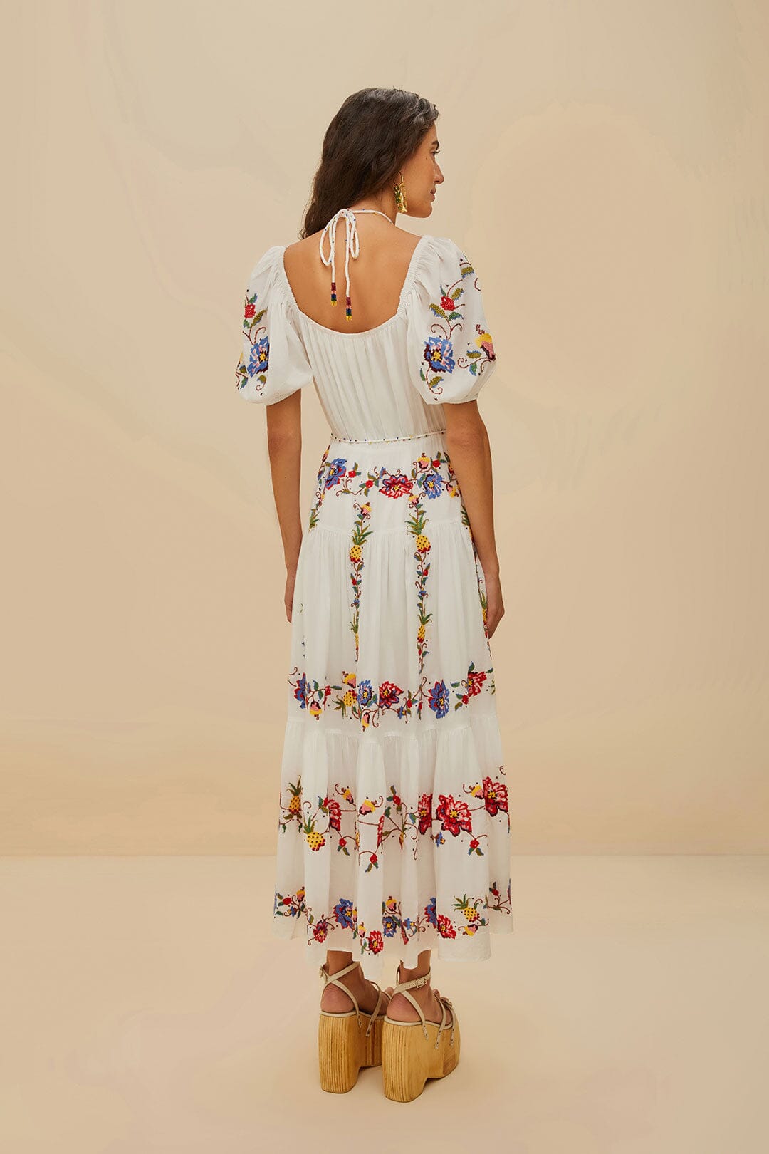 Off-White Tropical Porcelain Embroidered Maxi Dress
