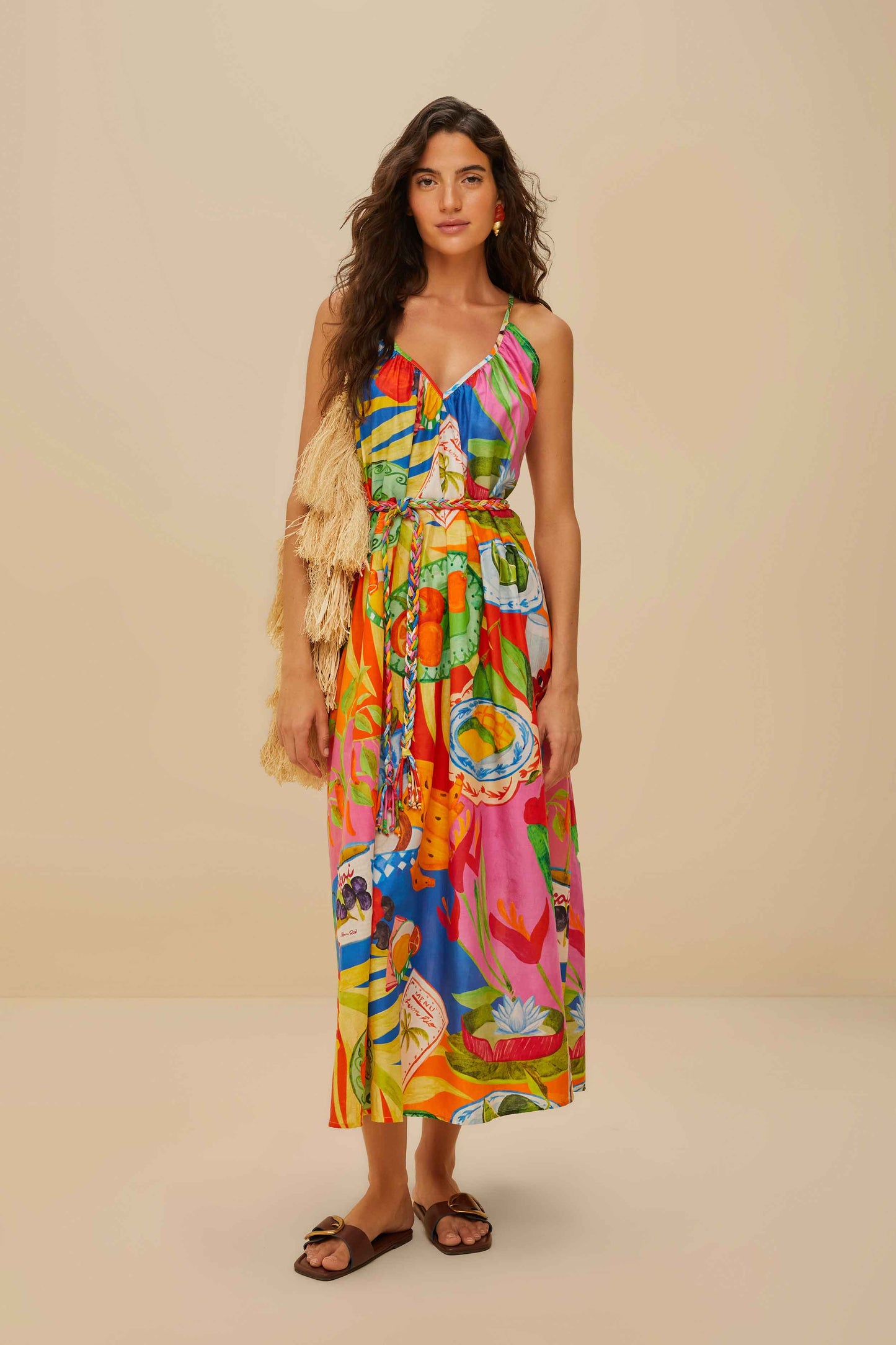 Multicolor Summer Picnic Midi Dress
