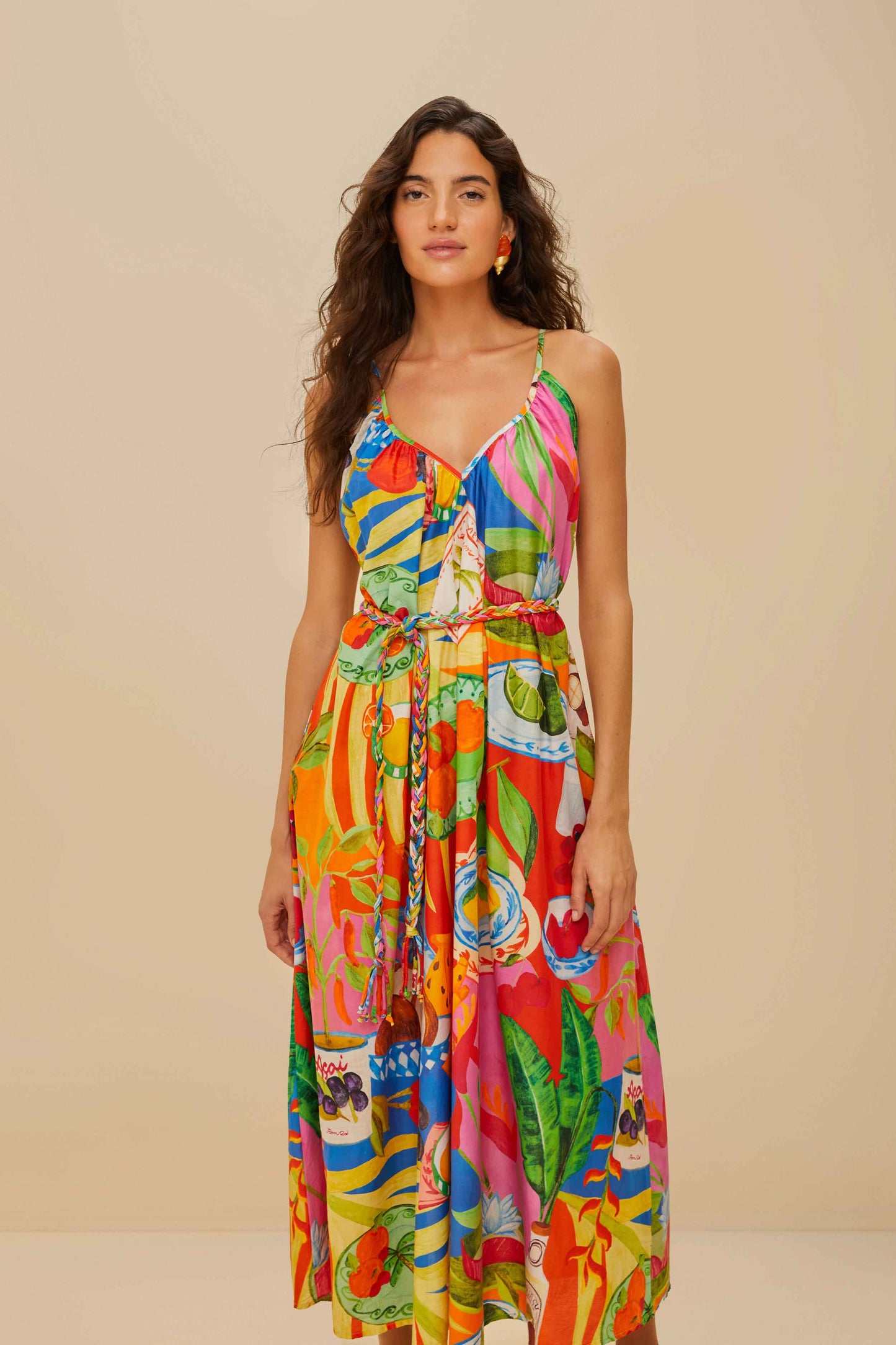 Multicolor Summer Picnic Midi Dress