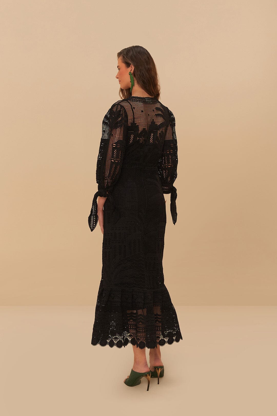 Black Morada Boa Guipure Maxi Dress