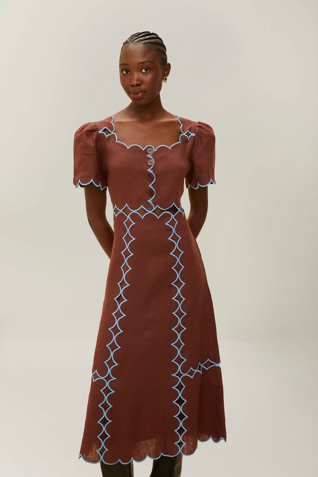 Brown Short Sleeve Maxi Dress FARM Rio Brown Short Sleeve Maxi Dress FARM Rio