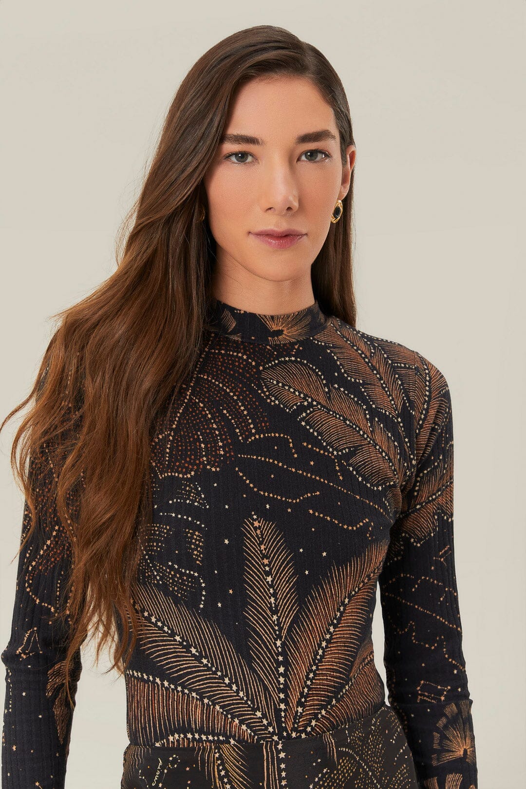 Black Golden Foliage Bodysuit