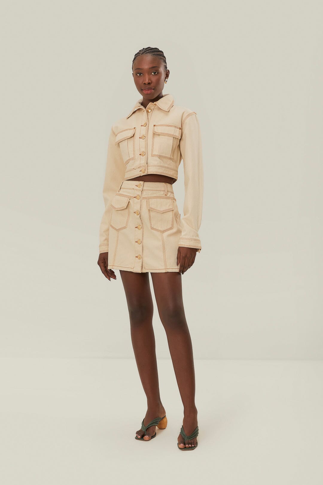 Off-White Gabardine Mini Skirt