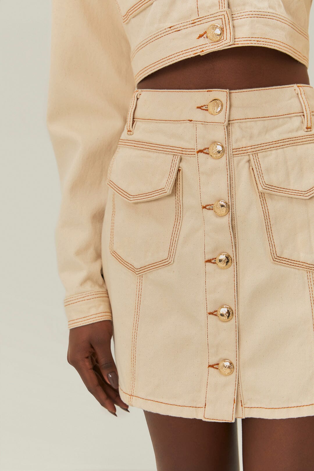 Off-White Gabardine Mini Skirt