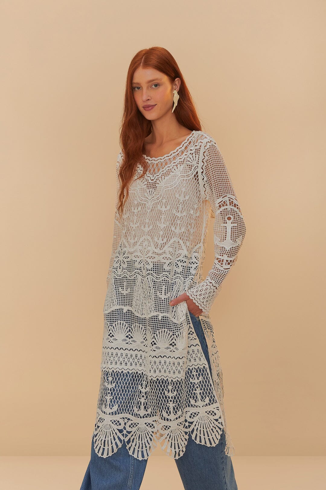 green nautical guipure maxi dress SADAHAJ