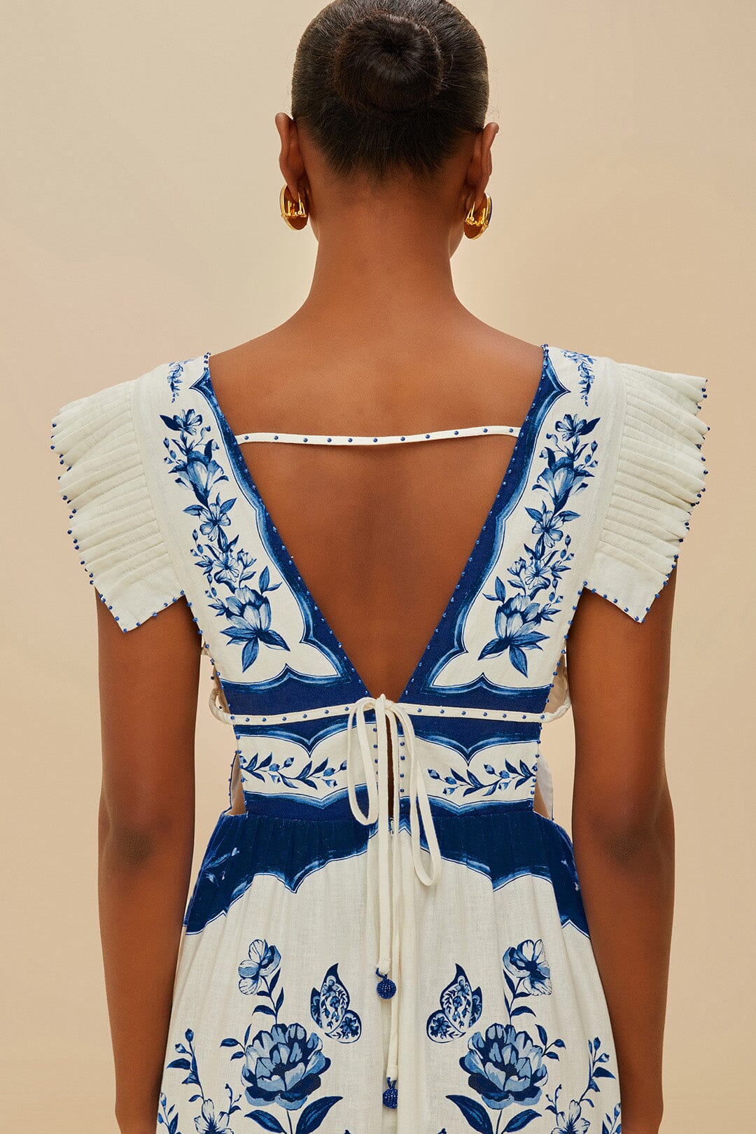 Off-White Porcelain Garden Butterlfy LENZING ECOVERO Euroflax Midi Dress