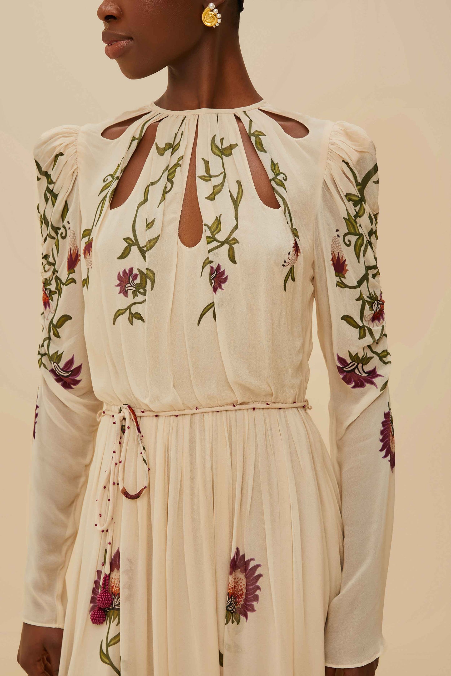 Multicolor Romantic Nature Long Sleeve Maxi Dress