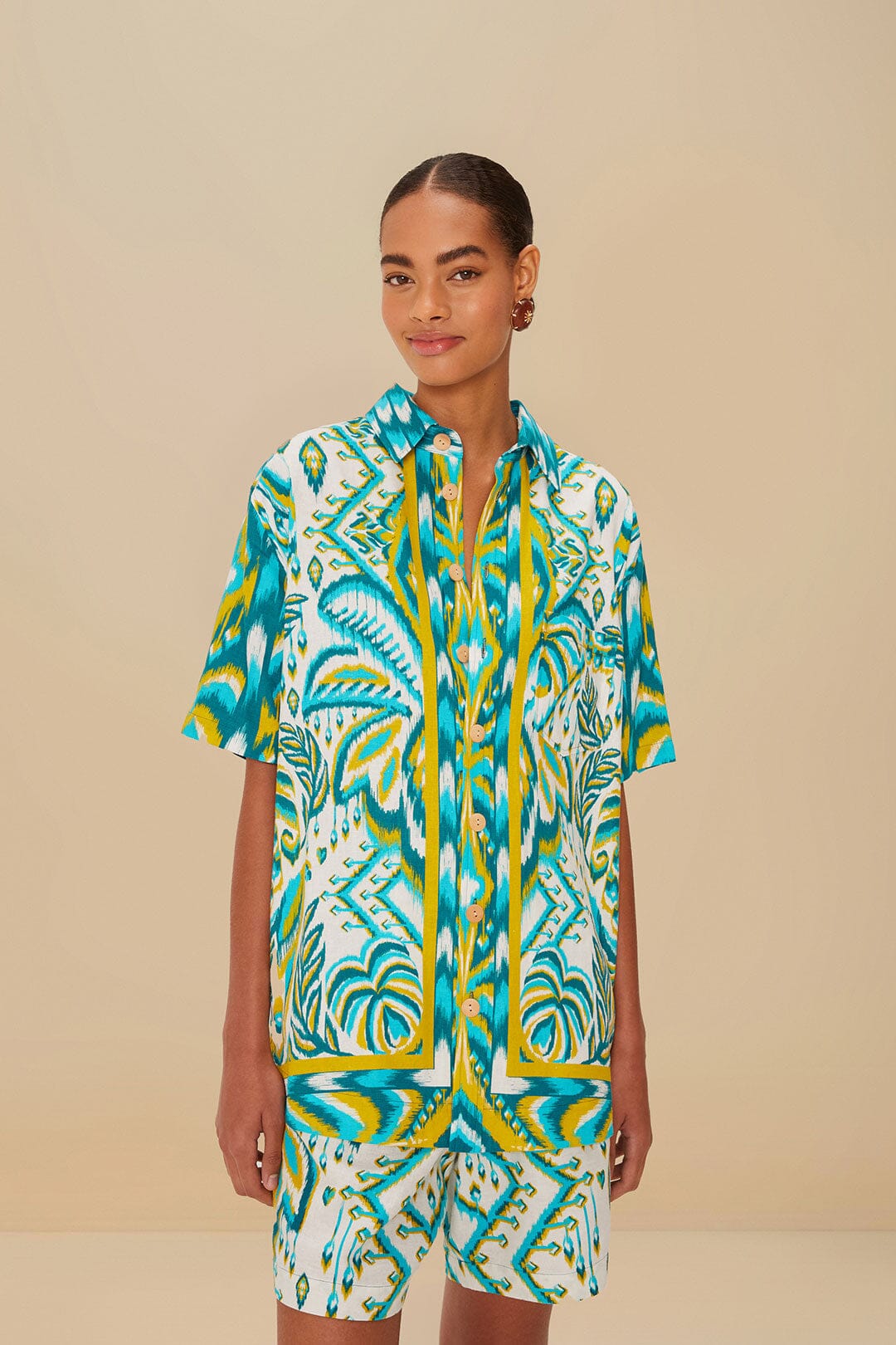 Sand Tropical Tapestry Shirt