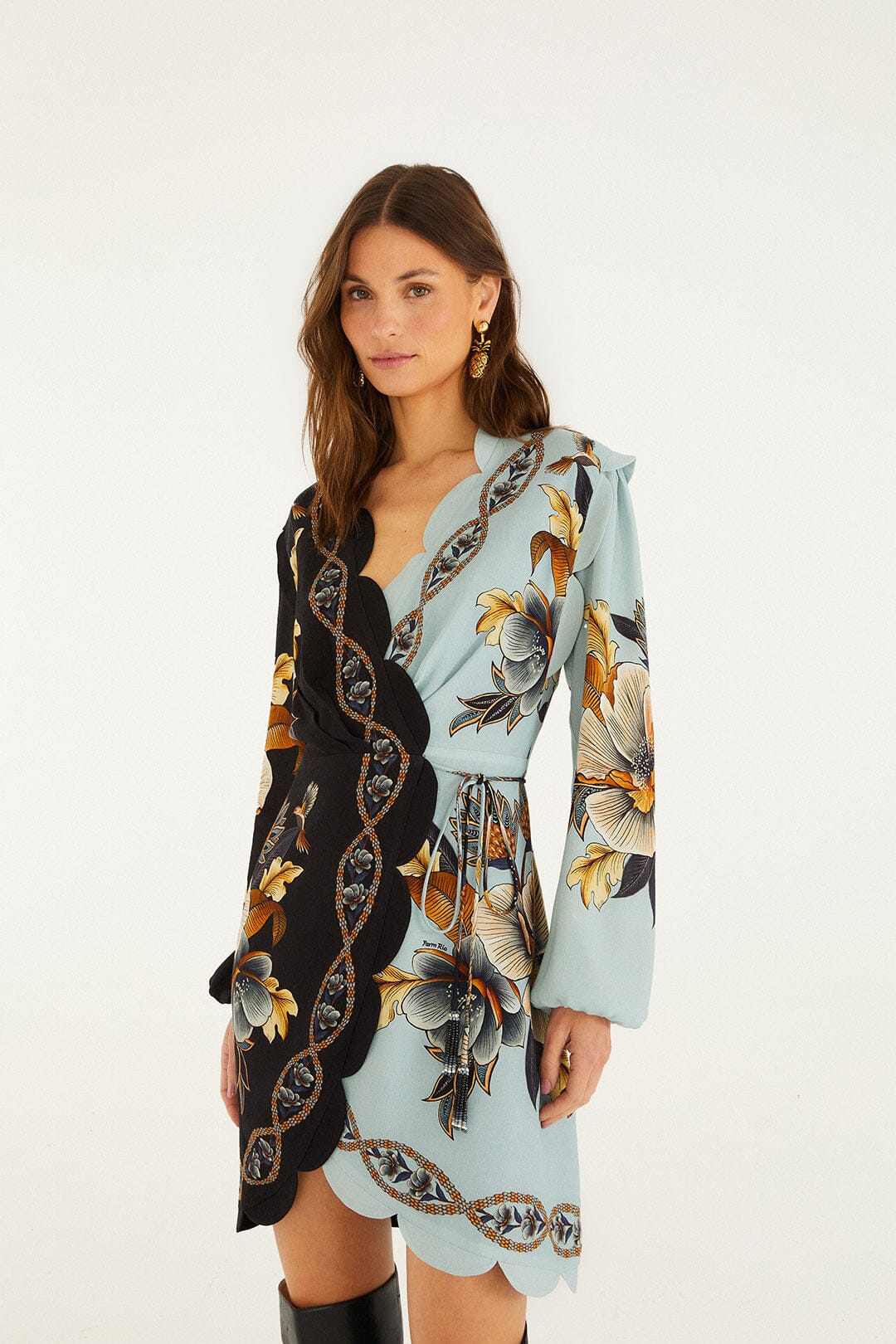 Mixed Snake Garden Wrap Wavy Mini Dress