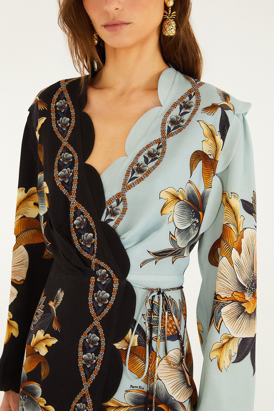 farm rio blue snake garden dress Black Flowerful Garden Midi Dress