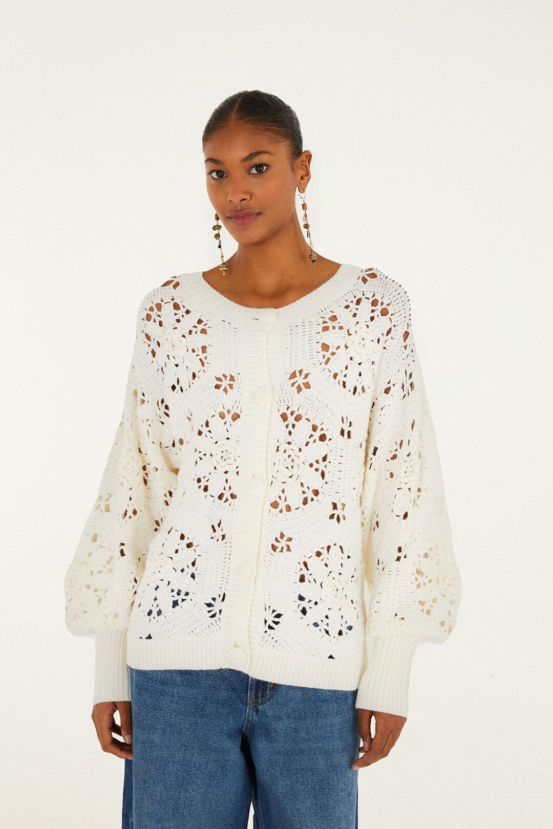 Off-White Crochet 3d Flower Knit Cardigan