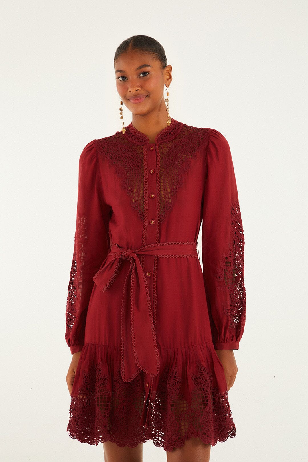 BURGUNDY LONG SLEEVE MINI DRESS