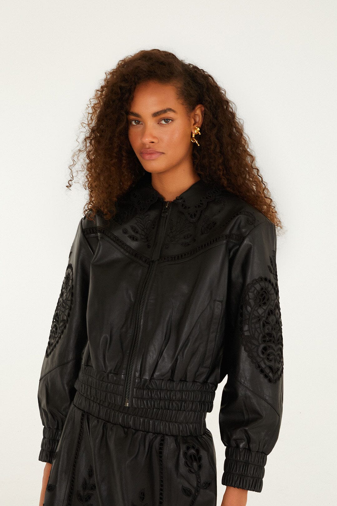 Black Richilieu Heart Leather Jacket