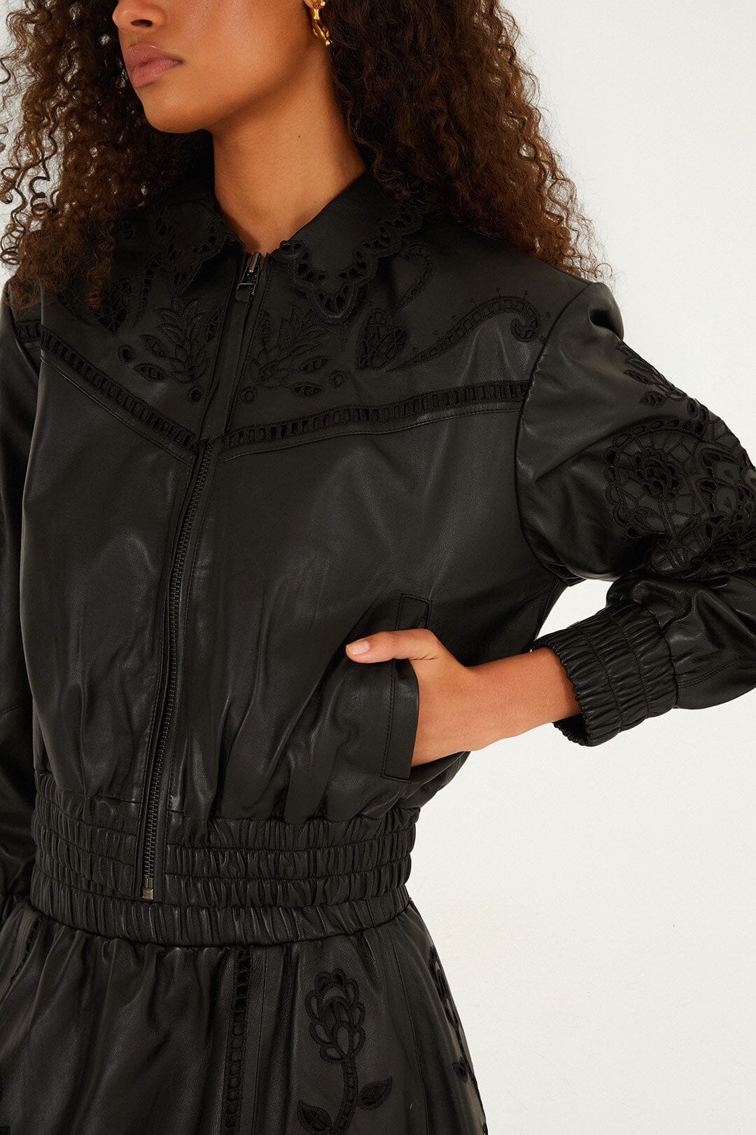Black Richilieu Heart Leather Jacket