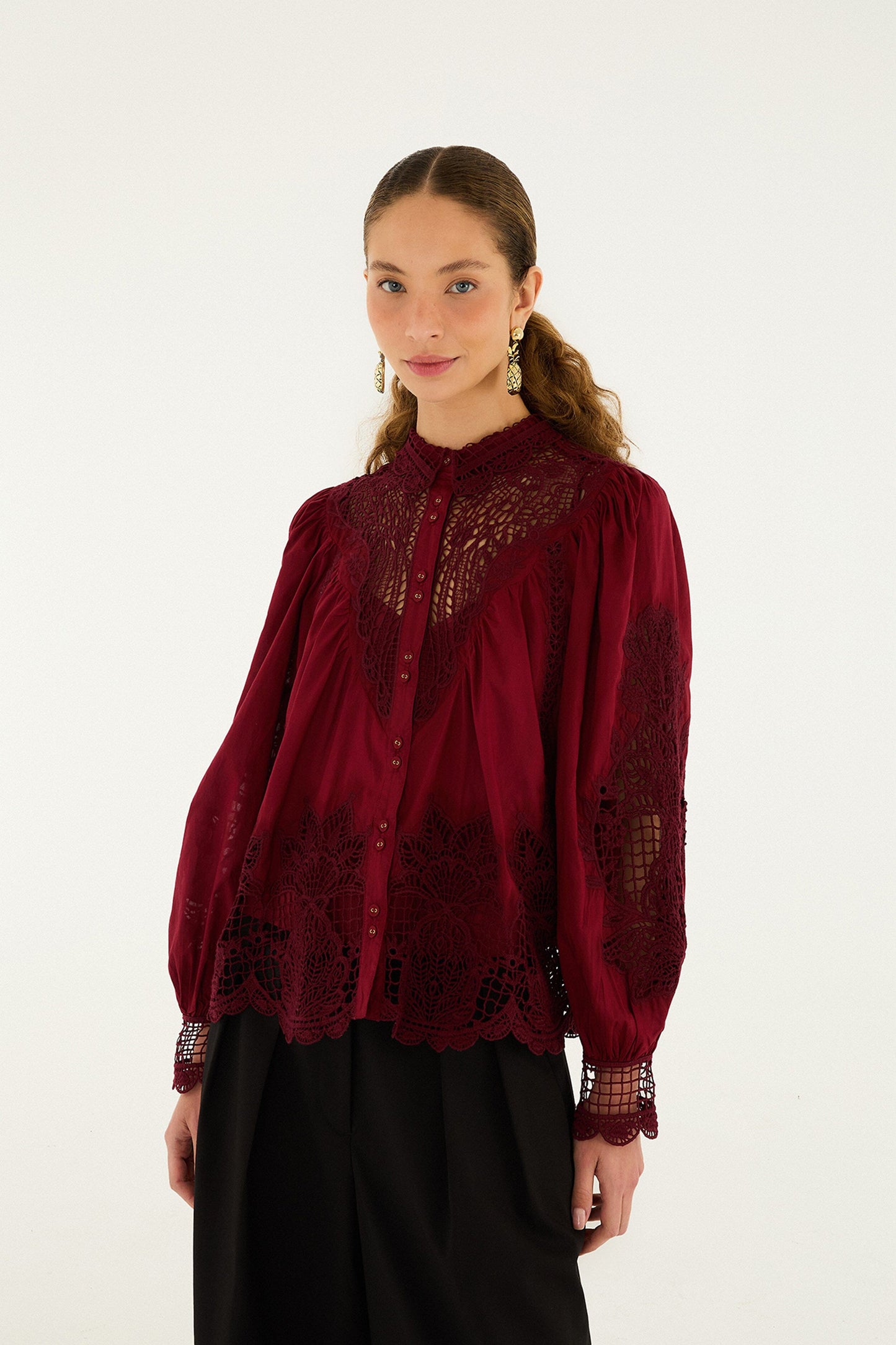Berry Garden Guipure Organic Cotton Blouse