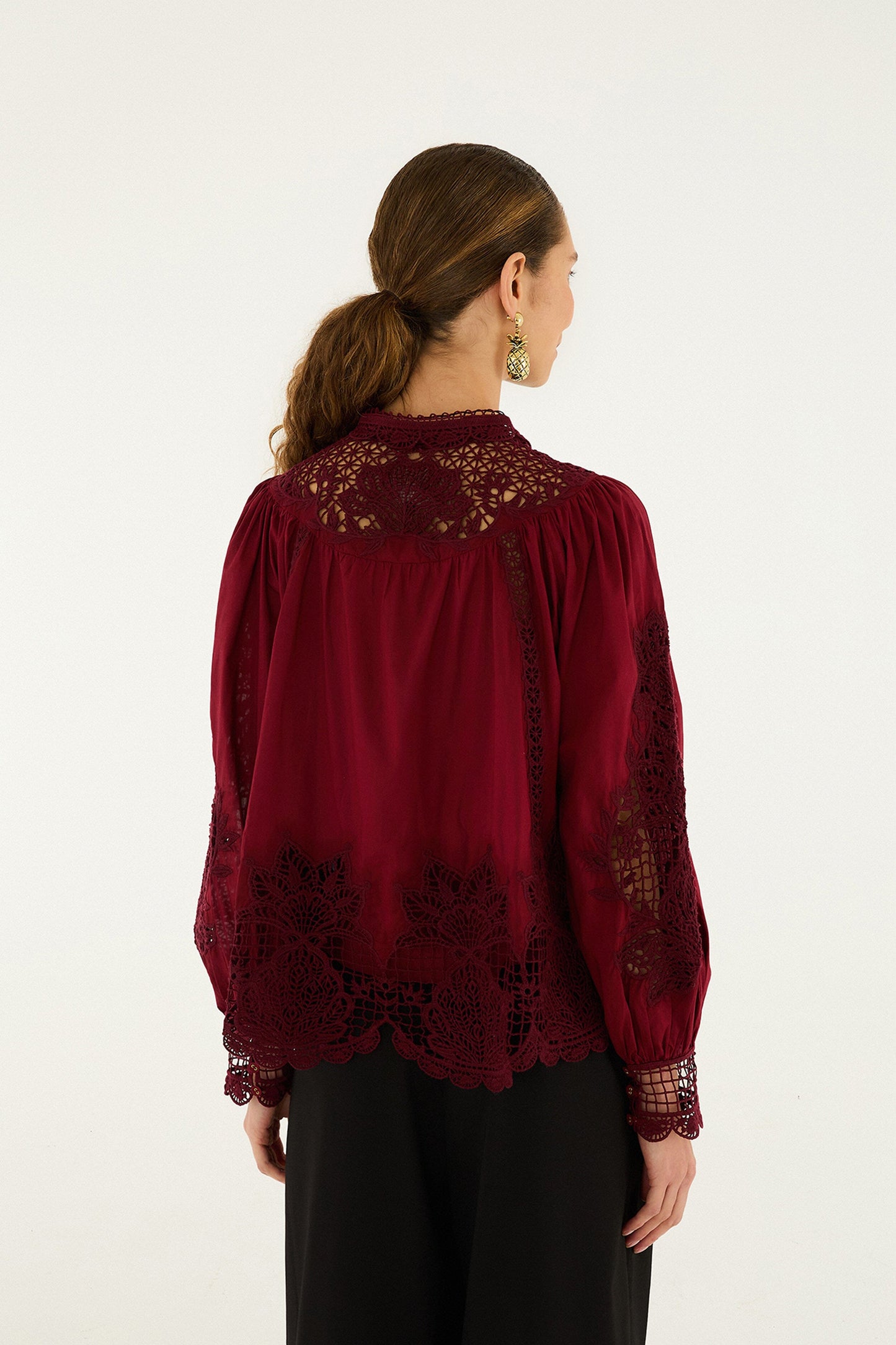 Berry Garden Guipure Organic Cotton Blouse