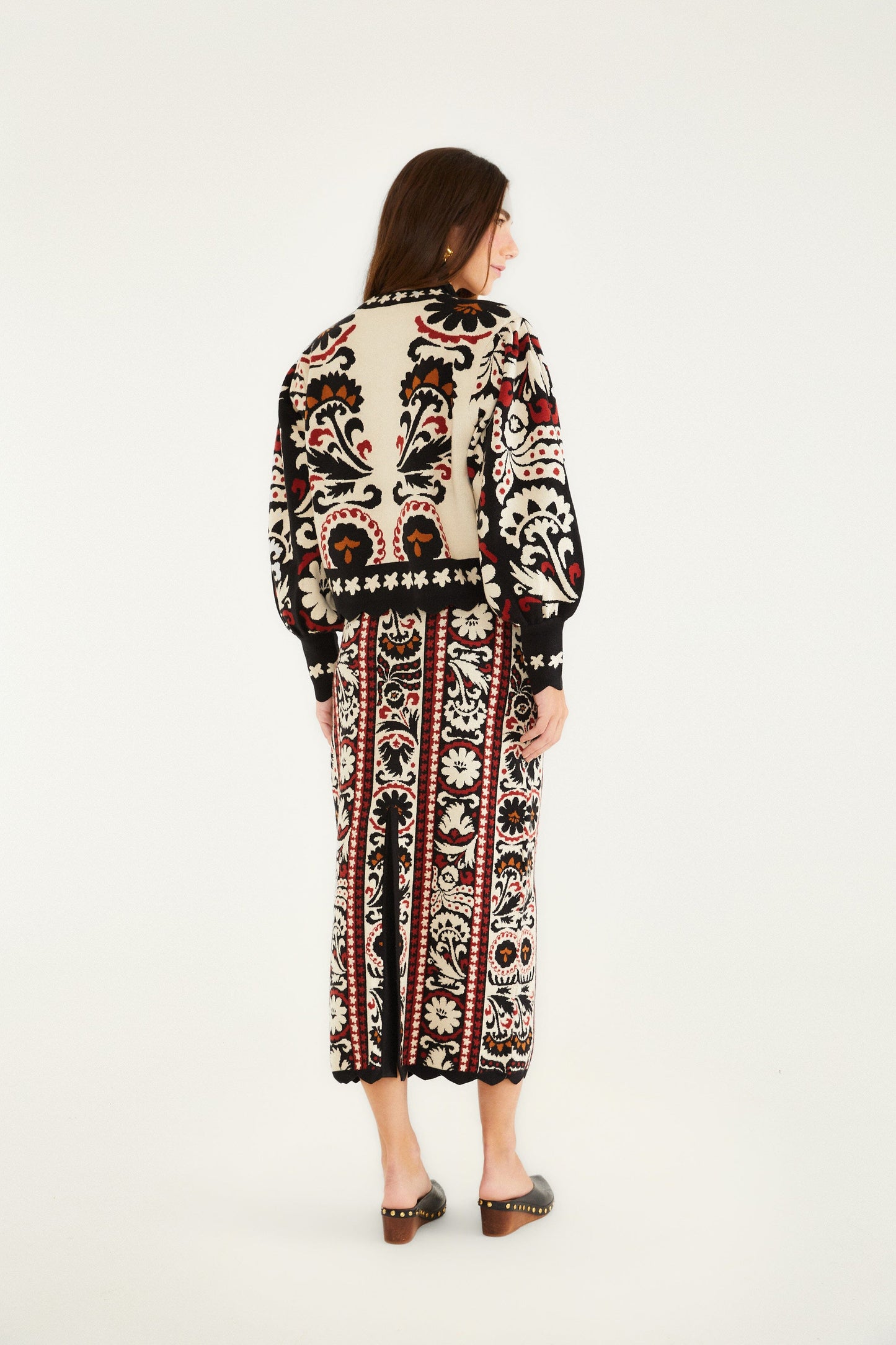 Stripes Winter Tapestry Knit Skirt