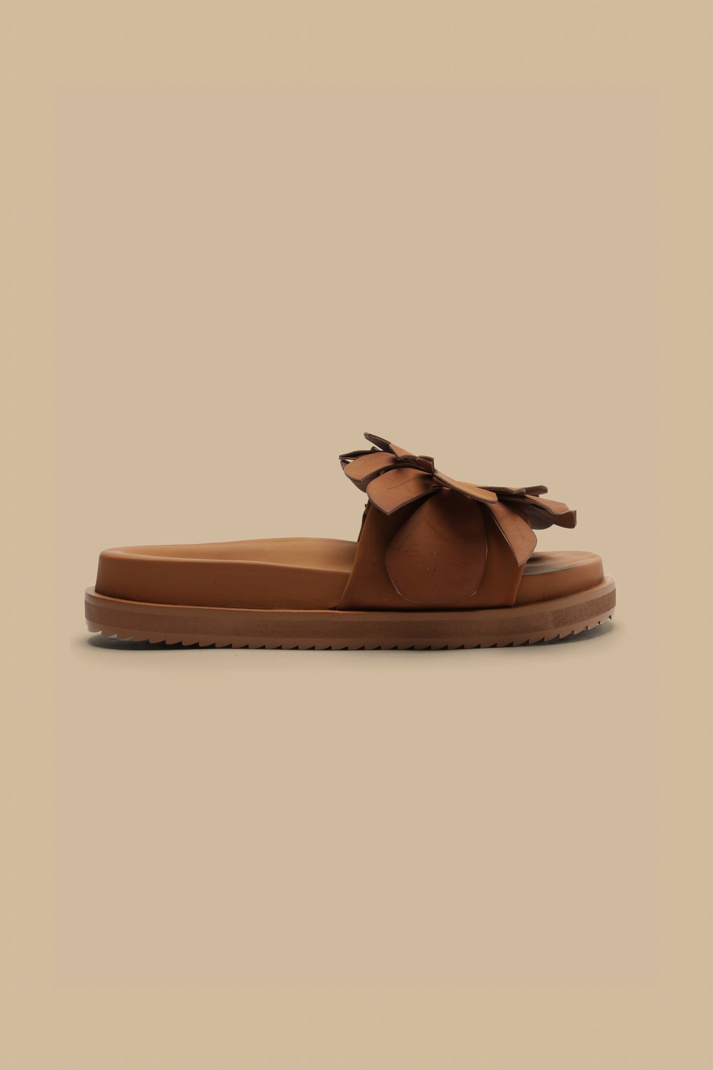 Camel Monstera Slide Sandal