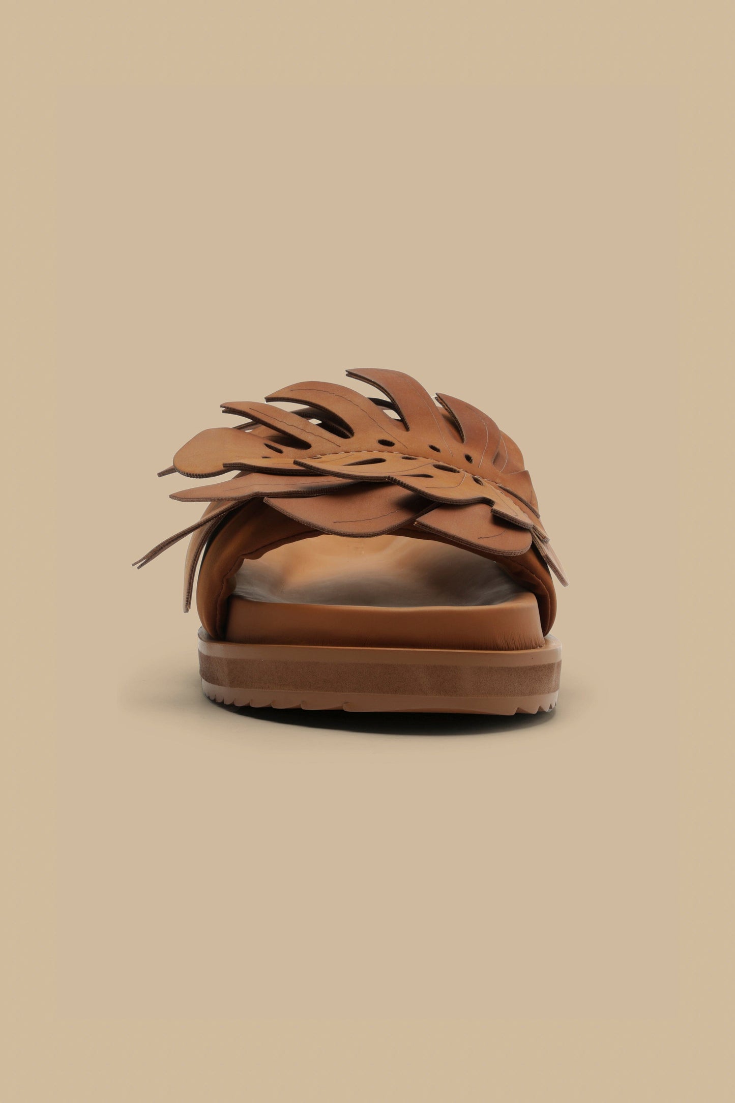 Camel Monstera Slide Sandal