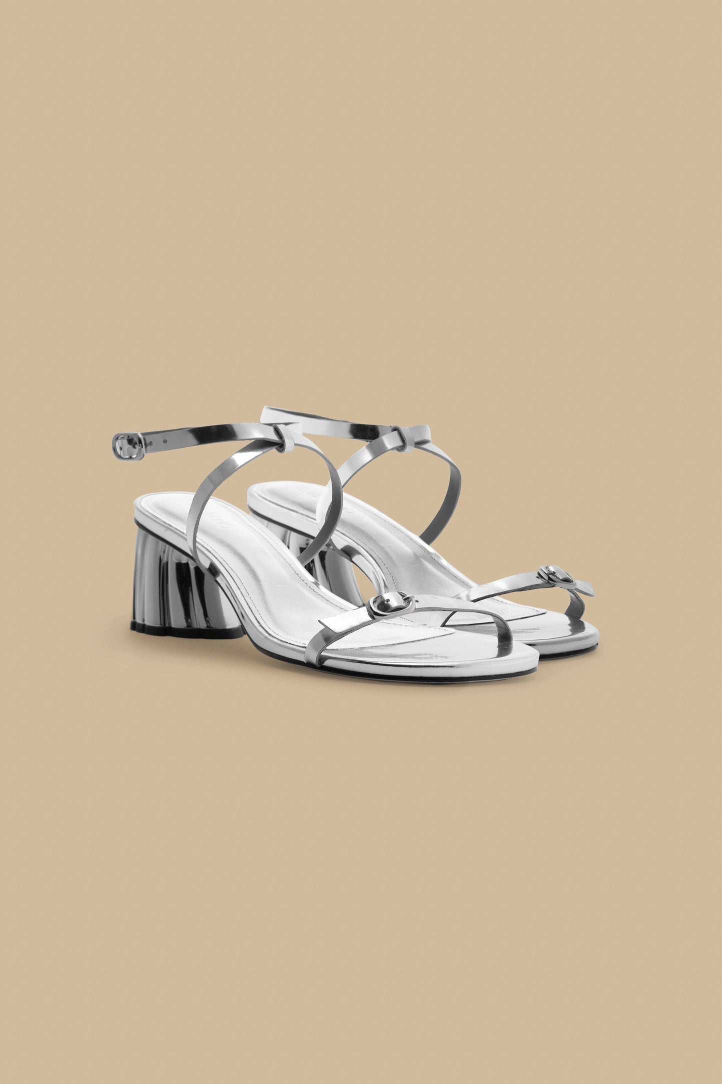 Silver Monstera Heeled Scallop Sandal