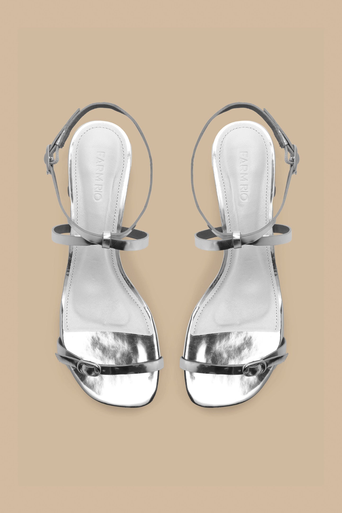 Silver Monstera Heeled Scallop Sandal