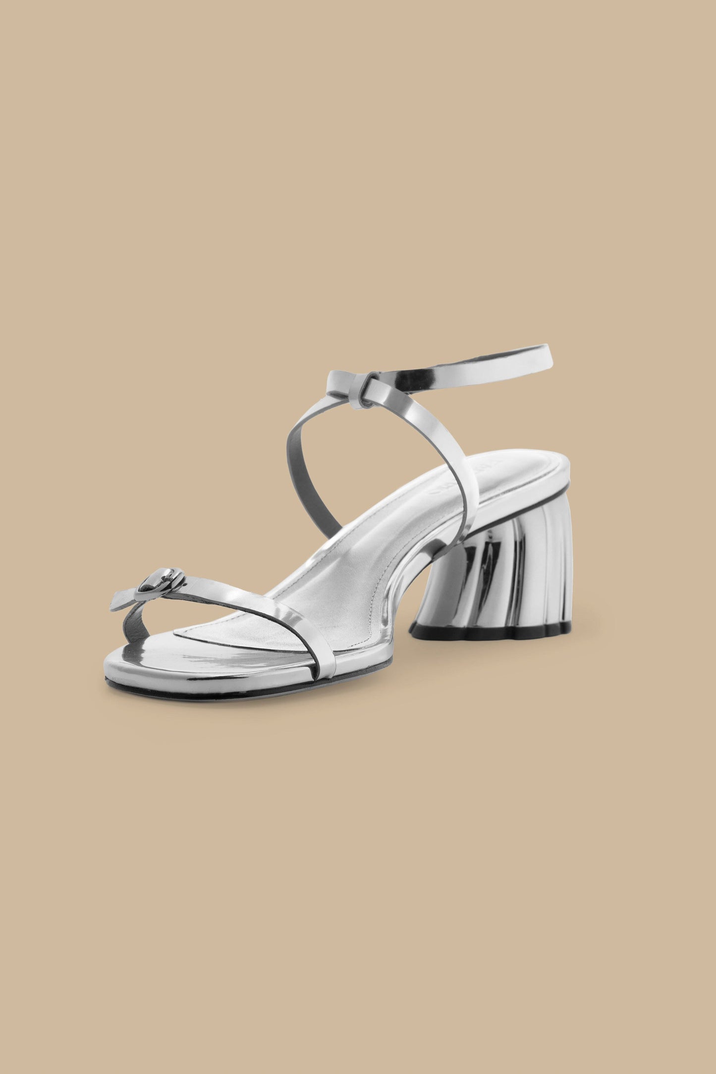 Silver Monstera Heeled Scallop Sandal