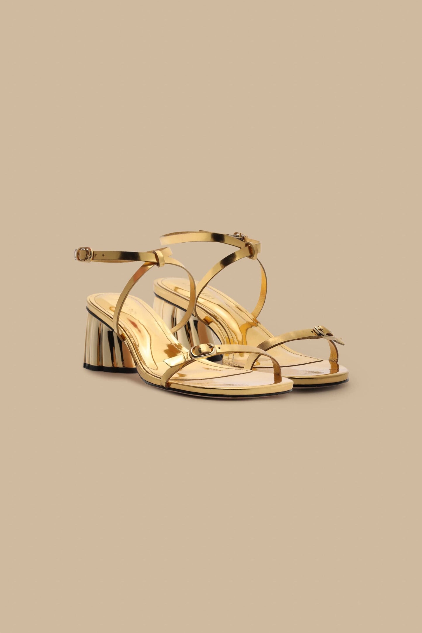 Gold Monstera Heeled Scallop Sandal