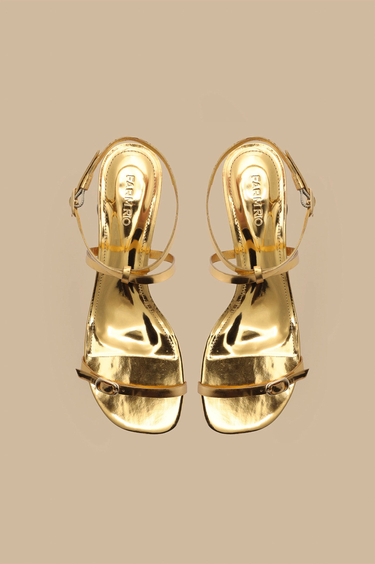 Gold Monstera Heeled Scallop Sandal