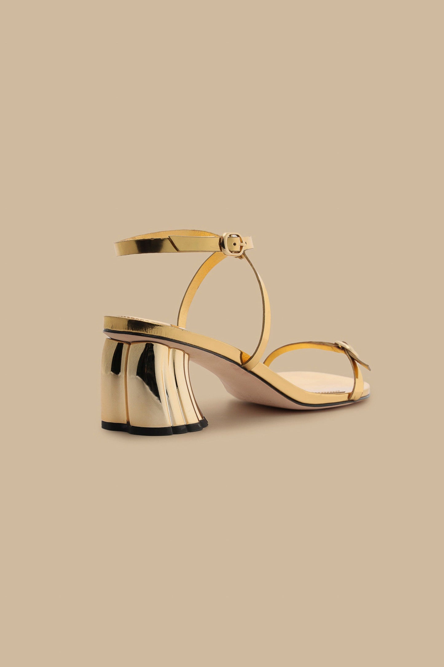 Gold Monstera Heeled Scallop Sandal