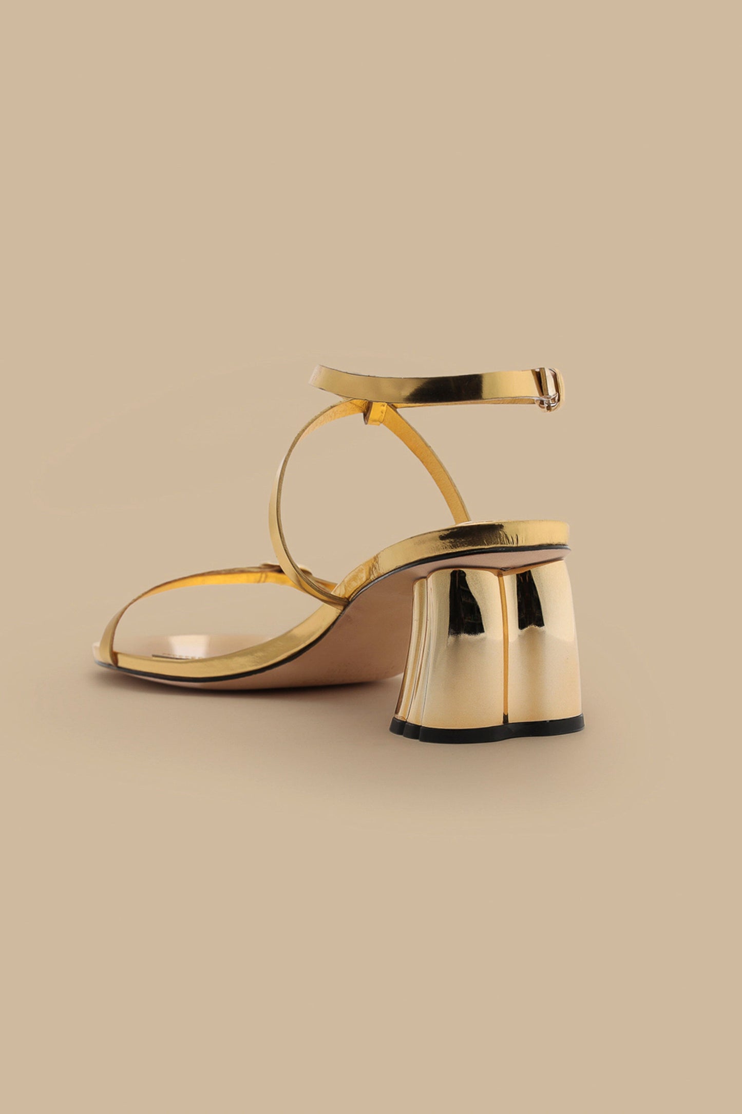 Gold Monstera Heeled Scallop Sandal