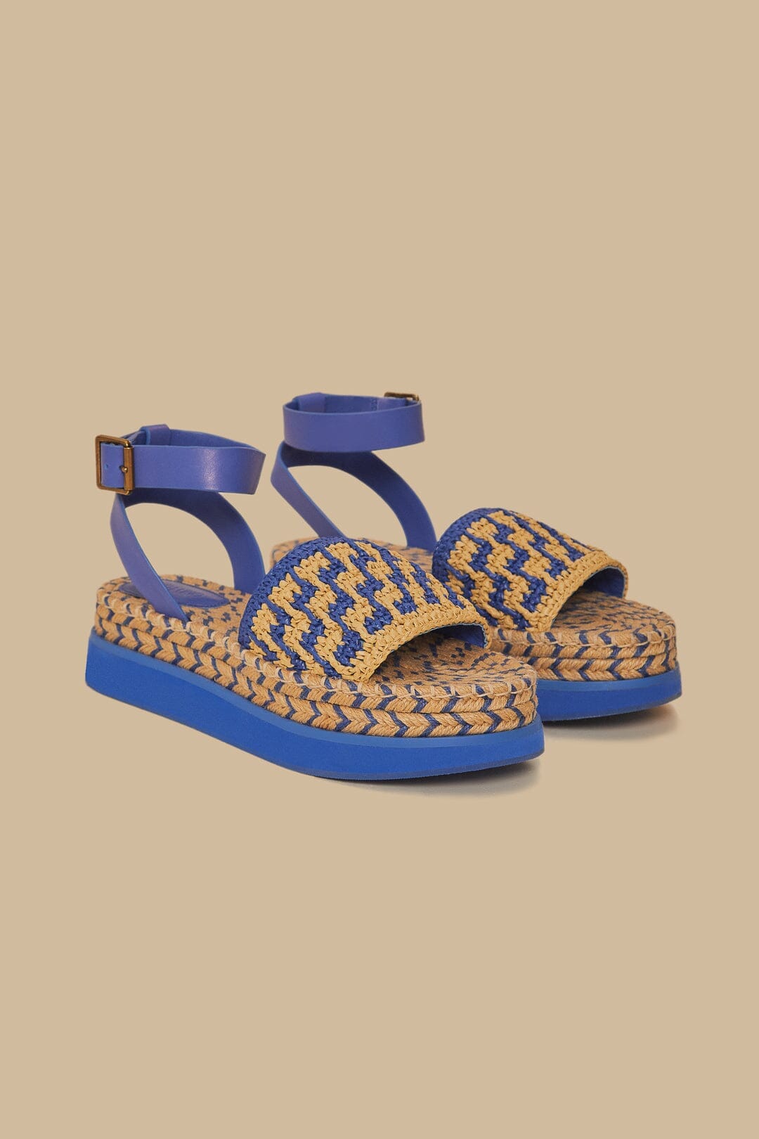 Navy Crochet Espadrille Flatform Sandal