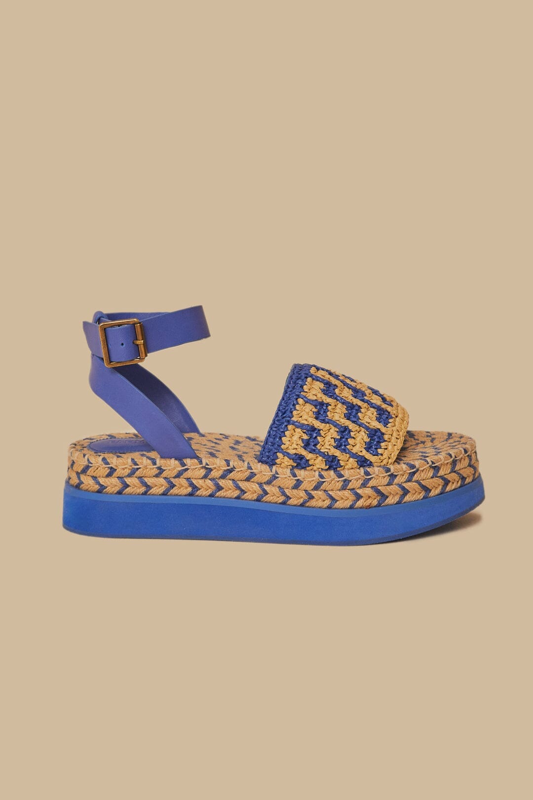 Navy Crochet Espadrille Flatform Sandal