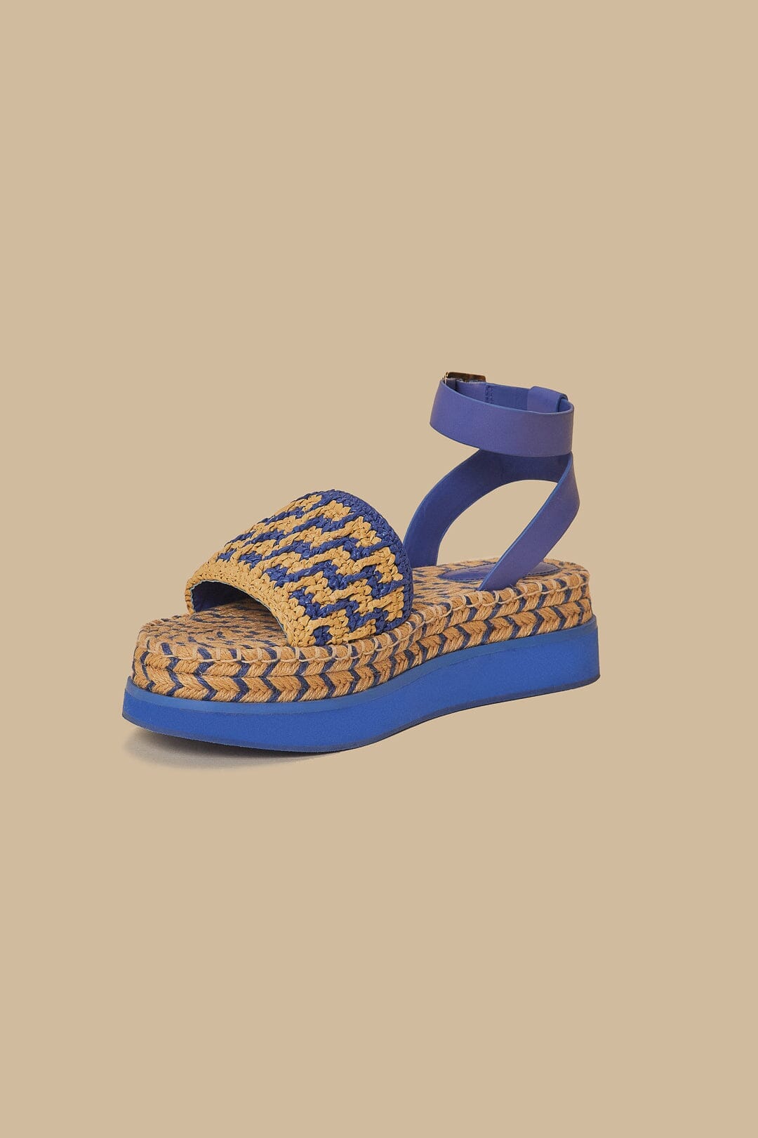 Navy Crochet Espadrille Flatform Sandal