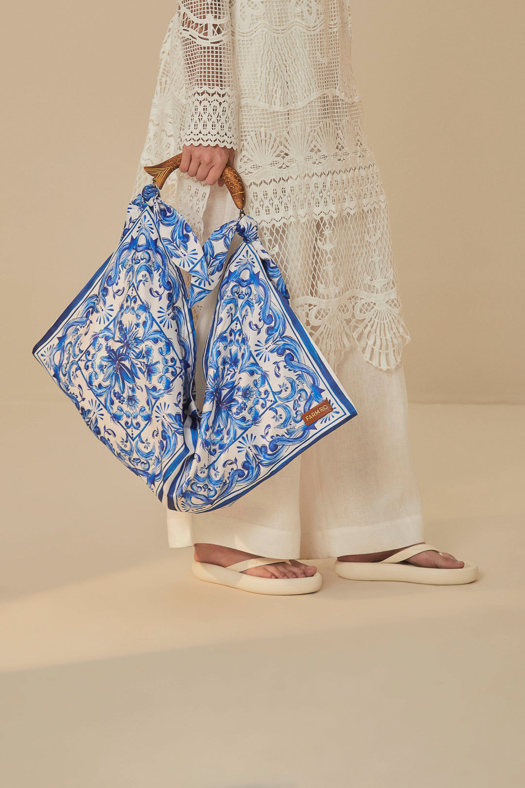 Blue Garden Tiles Scarf Tote Bag